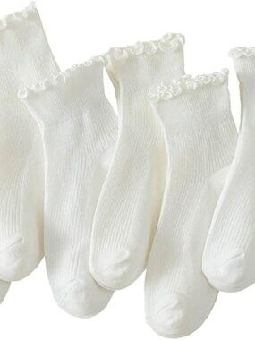 6 Pairs of Ruffle Socks Women, Cute Ruffle Ankle Socks